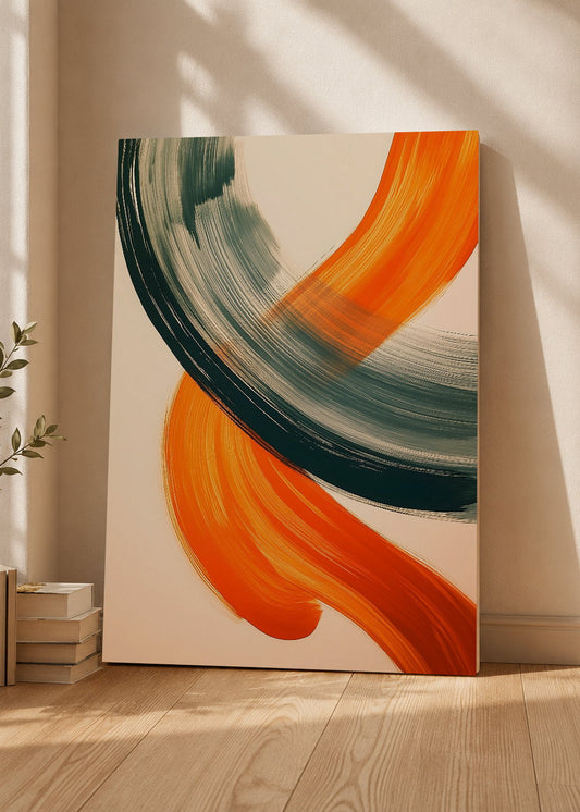 Cuadro Decorativo Mural Sin Marco 5mm - Modernos Pinceladas Naranja Verde