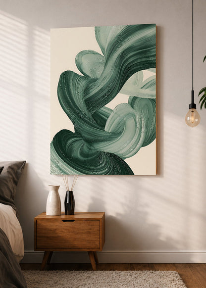 Cuadro Decorativo Mural Sin Marco 5mm - Modernos Remolino Pincel Verde Salvia