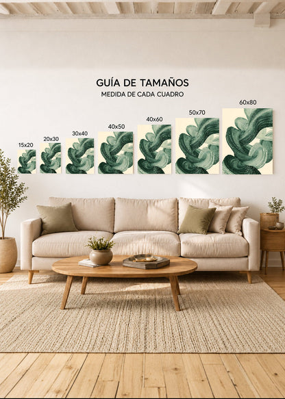 Cuadro Decorativo Mural Sin Marco 5mm - Modernos Remolino Pincel Verde Salvia