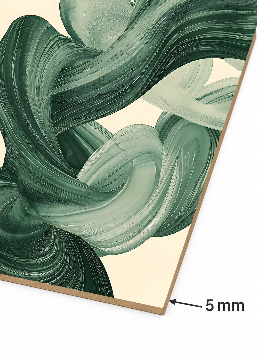 Cuadro Decorativo Mural Sin Marco 5mm - Modernos Remolino Pincel Verde Salvia