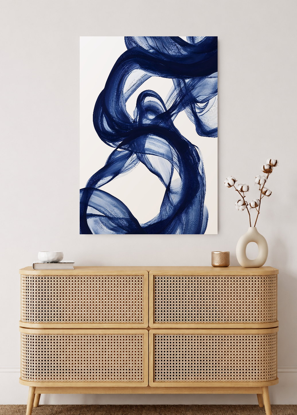 Cuadro Decorativo Mural Sin Marco 5mm - Modernos Seda Cinta Azul Cobalto