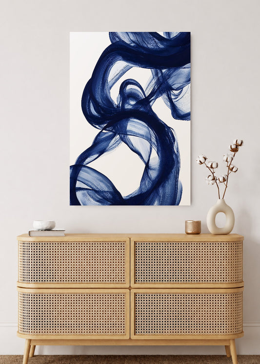 Cuadro Decorativo Mural Sin Marco 5mm - Modernos Seda Cinta Azul Cobalto