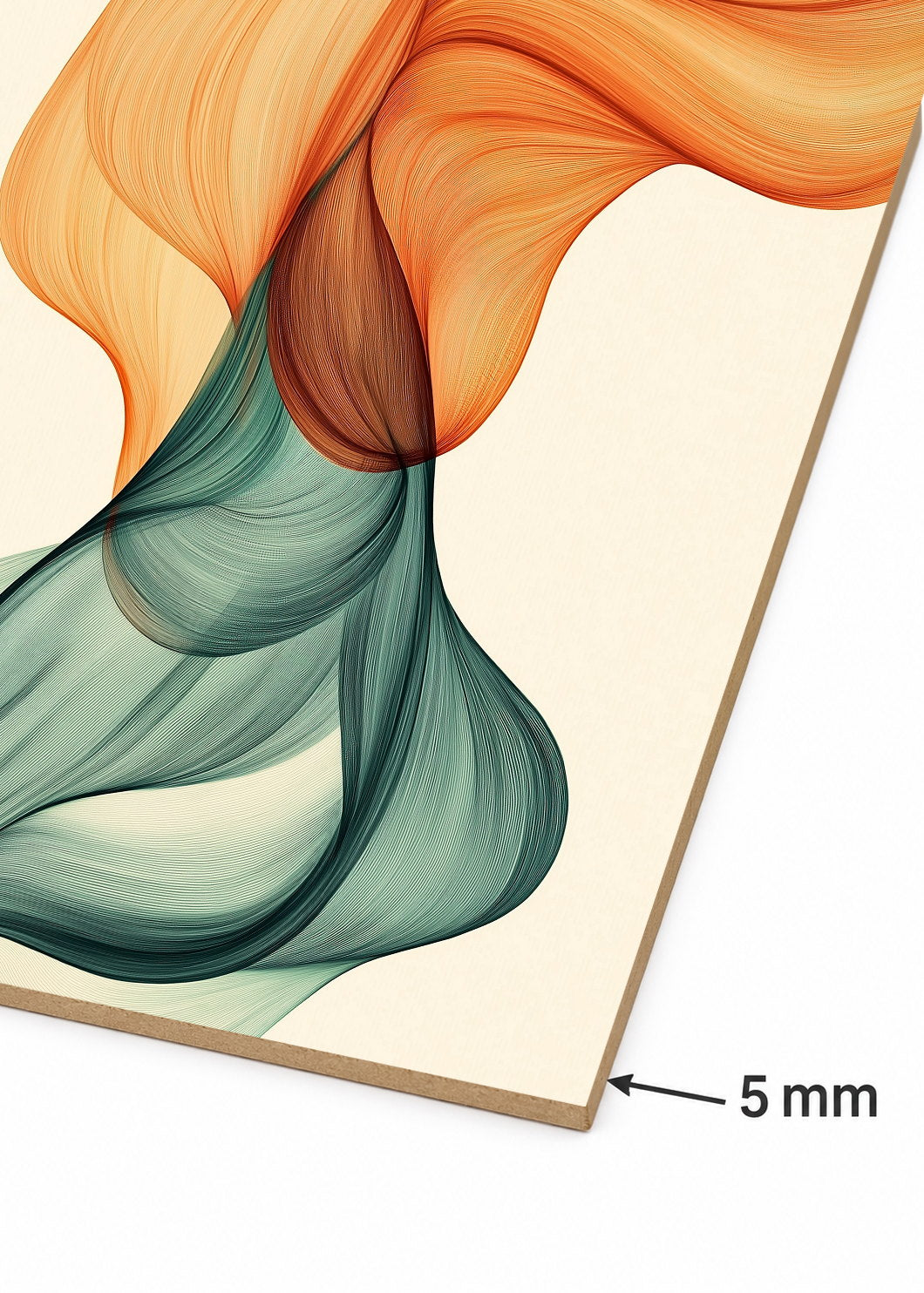 Cuadro Decorativo Mural Sin Marco 5mm - Modernos Seda Naranja Verde Salvia