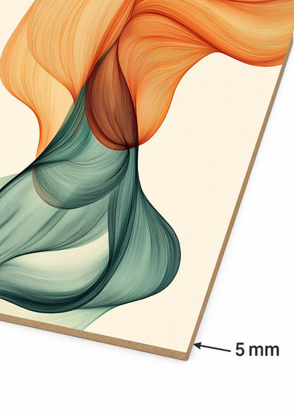 Cuadro Decorativo Mural Sin Marco 5mm - Modernos Seda Naranja Verde Salvia
