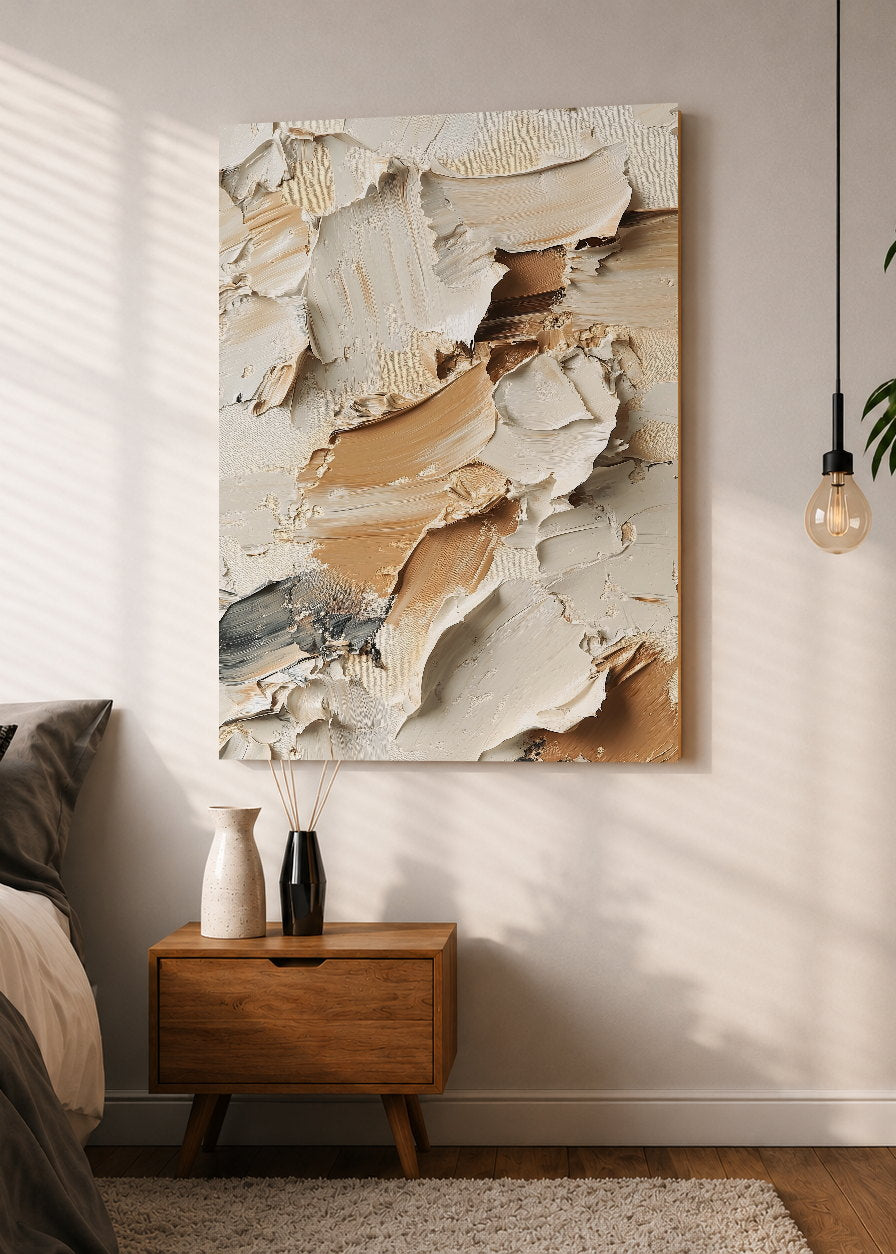 Cuadro Decorativo Mural Sin Marco 5mm - Modernos Textura Oleo Beige Marron