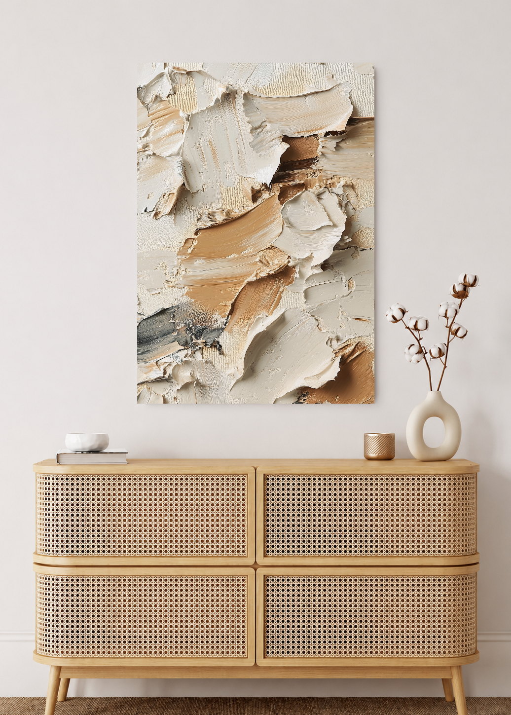 Cuadro Decorativo Mural Sin Marco 5mm - Modernos Textura Oleo Beige Marron