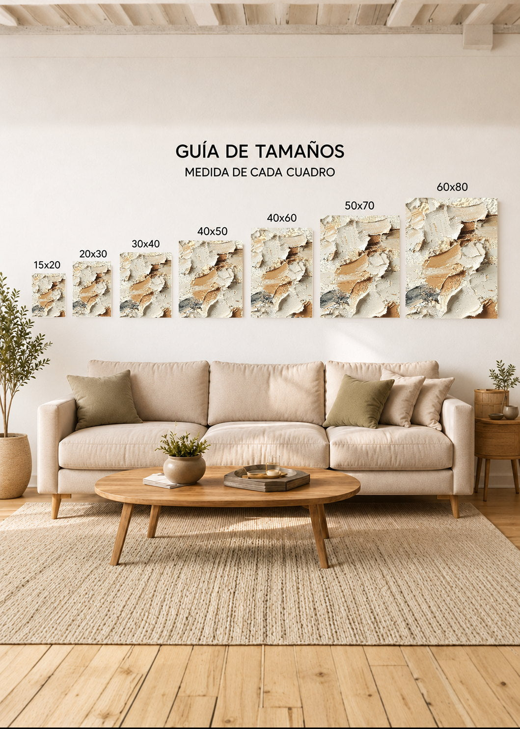 Cuadro Decorativo Mural Sin Marco 5mm - Modernos Textura Oleo Beige Marron
