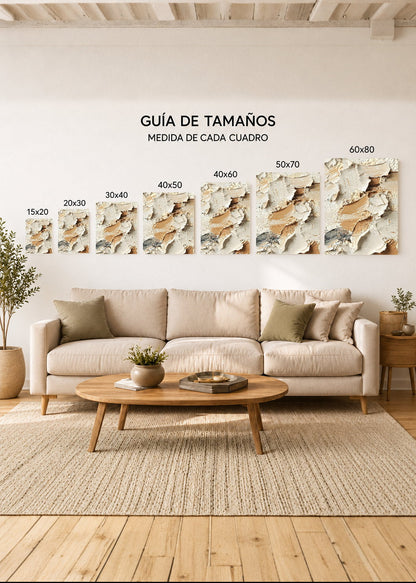 Cuadro Decorativo Mural Sin Marco 5mm - Modernos Textura Oleo Beige Marron