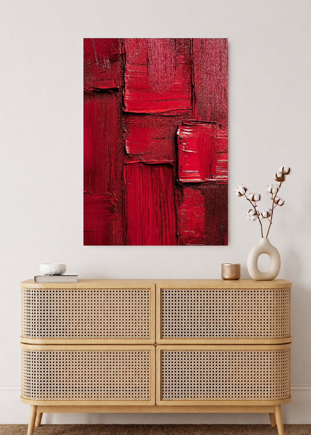 Cuadro Decorativo Mural Sin Marco 5mm - Modernos Textura Oleo Rojo