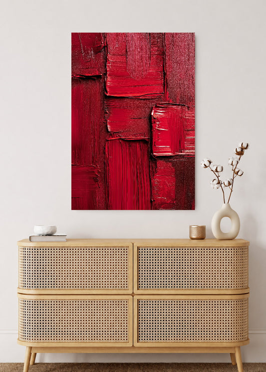 Cuadro Decorativo Mural Sin Marco 5mm - Modernos Textura Oleo Rojo
