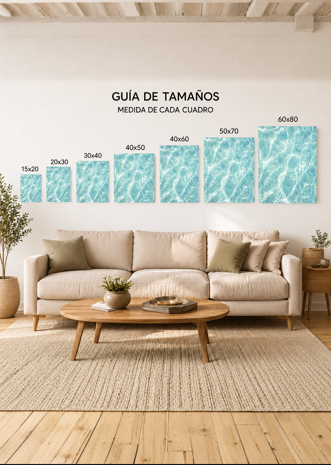 Cuadro Decorativo Mural Sin Marco 5mm - Playa, Agua Pileta Textura