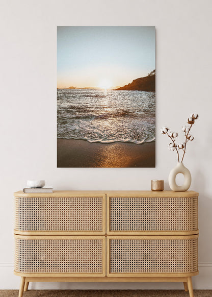Cuadro Decorativo Mural Sin Marco 5mm - Playa, Atardecer Mar Dorado