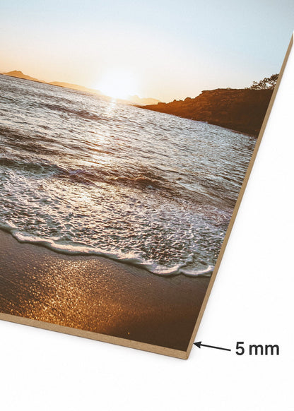 Cuadro Decorativo Mural Sin Marco 5mm - Playa, Atardecer Mar Dorado