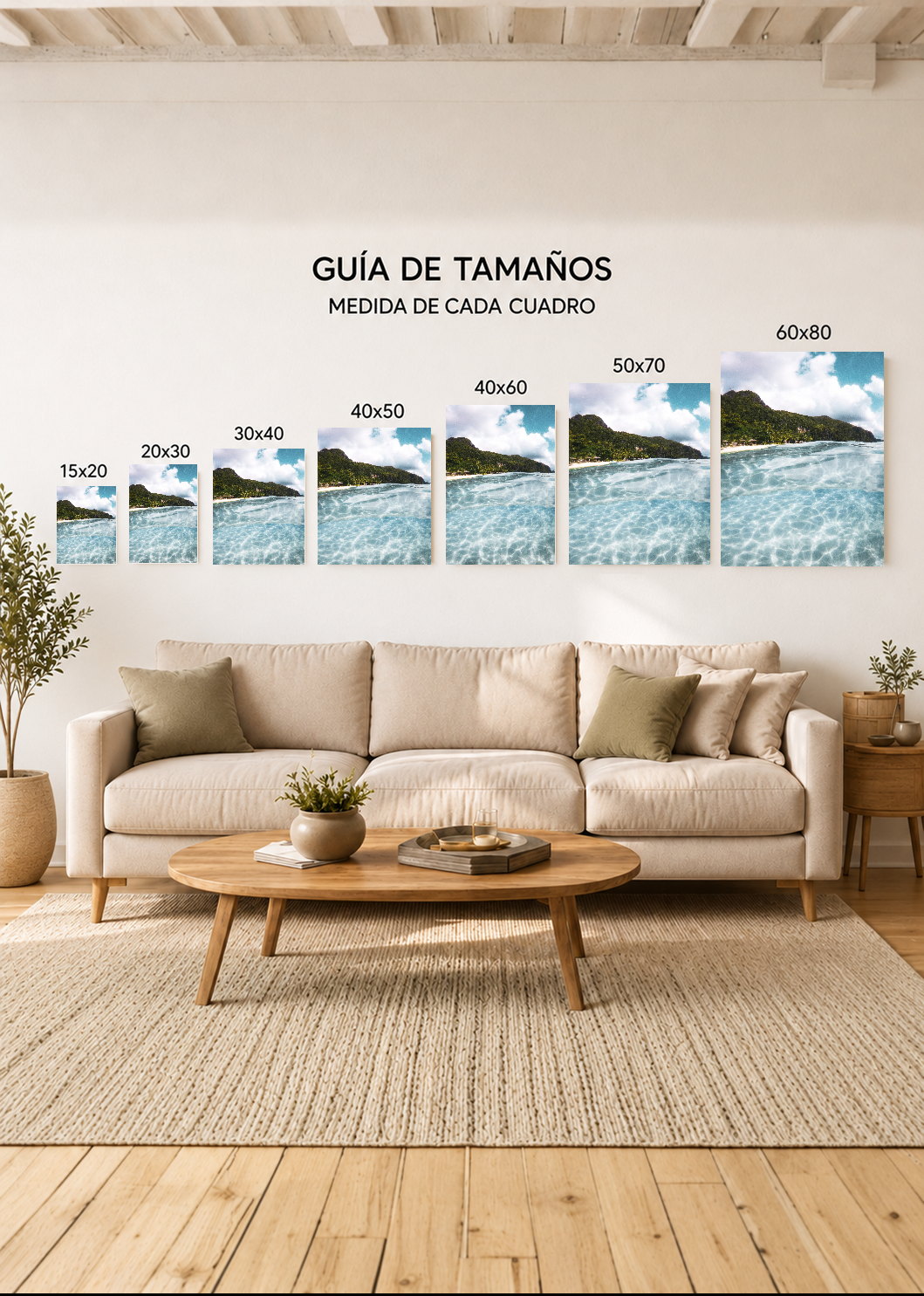 Cuadro Decorativo Mural Sin Marco 5mm - Playa, Bahía Colinas Verdes
