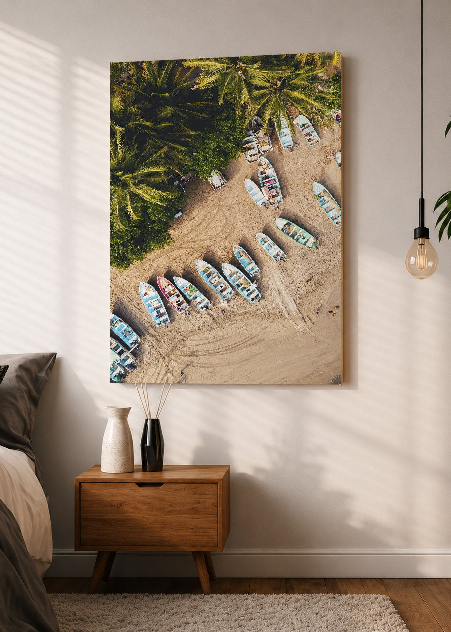 Cuadro Decorativo Mural Sin Marco 5mm - Playa, Botes Arena Palmeras