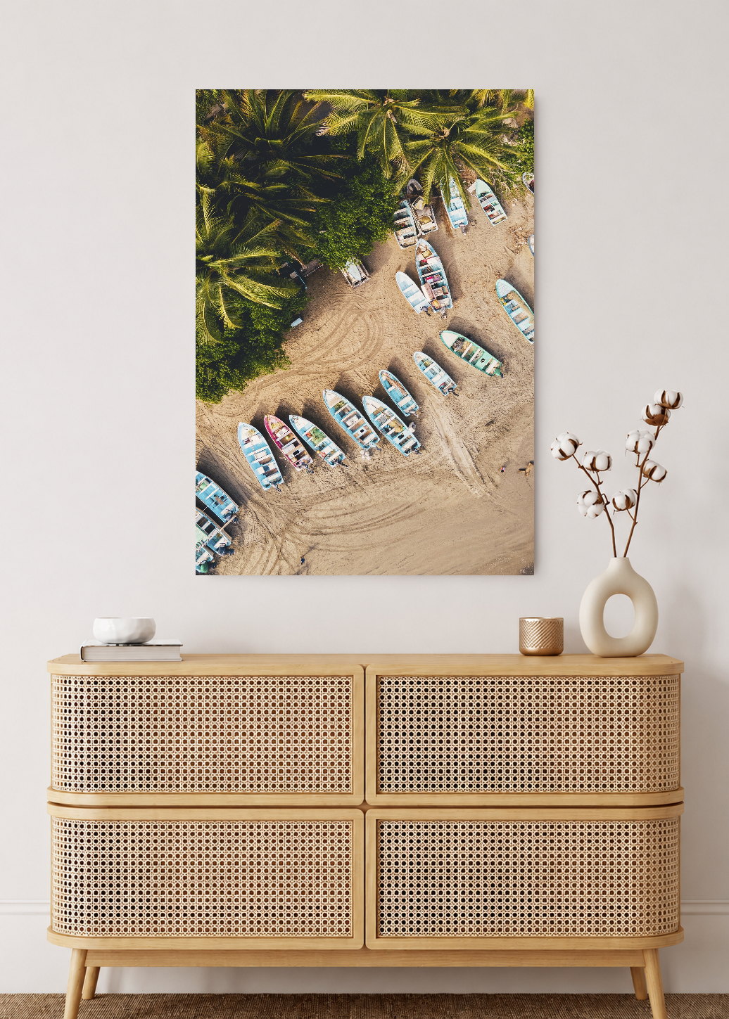 Cuadro Decorativo Mural Sin Marco 5mm - Playa, Botes Arena Palmeras