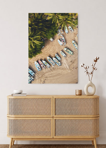 Cuadro Decorativo Mural Sin Marco 5mm - Playa, Botes Arena Palmeras