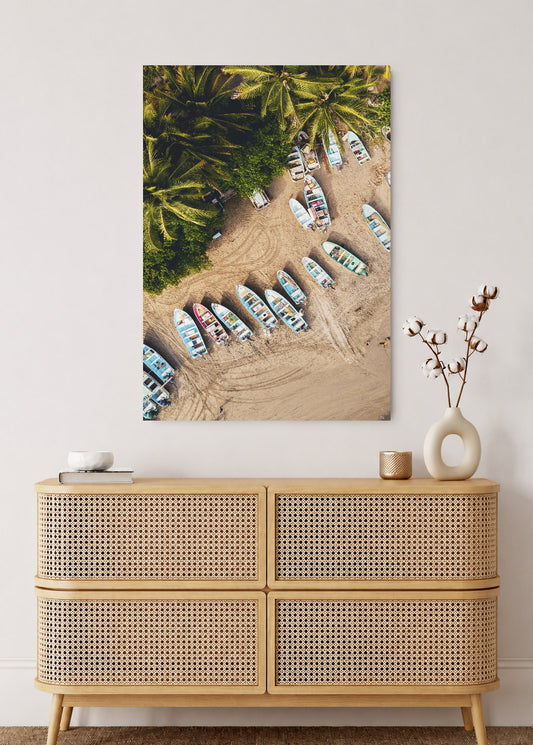 Cuadro Decorativo Mural Sin Marco 5mm - Playa, Botes Arena Palmeras