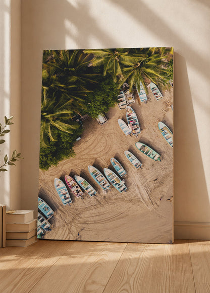 Cuadro Decorativo Mural Sin Marco 5mm - Playa, Botes Arena Palmeras