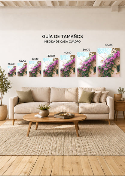 Cuadro Decorativo Mural Sin Marco 5mm - Playa, Buganvilla Pileta Fucsia