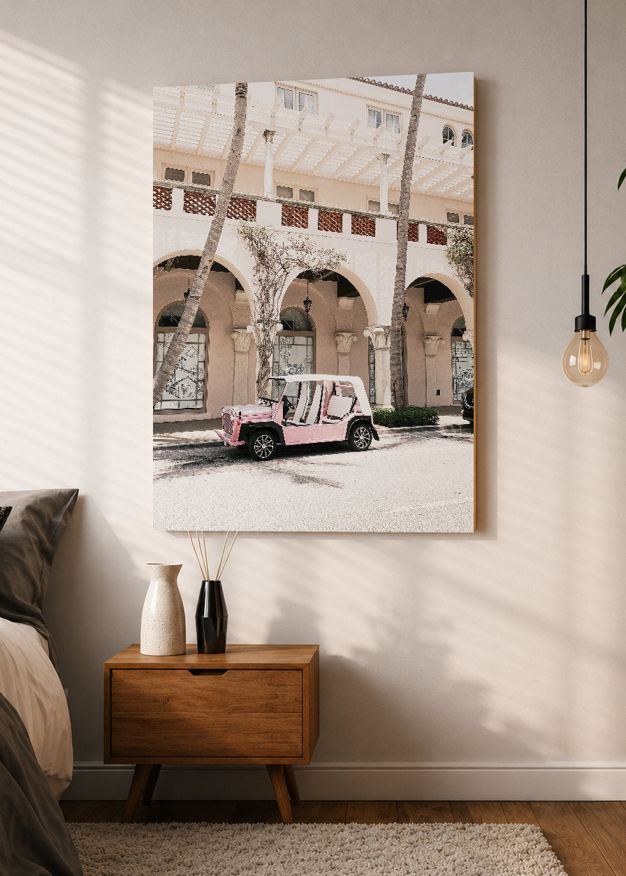 Cuadro Decorativo Mural Sin Marco 5mm - Playa, Buggy Rosa Arcadas