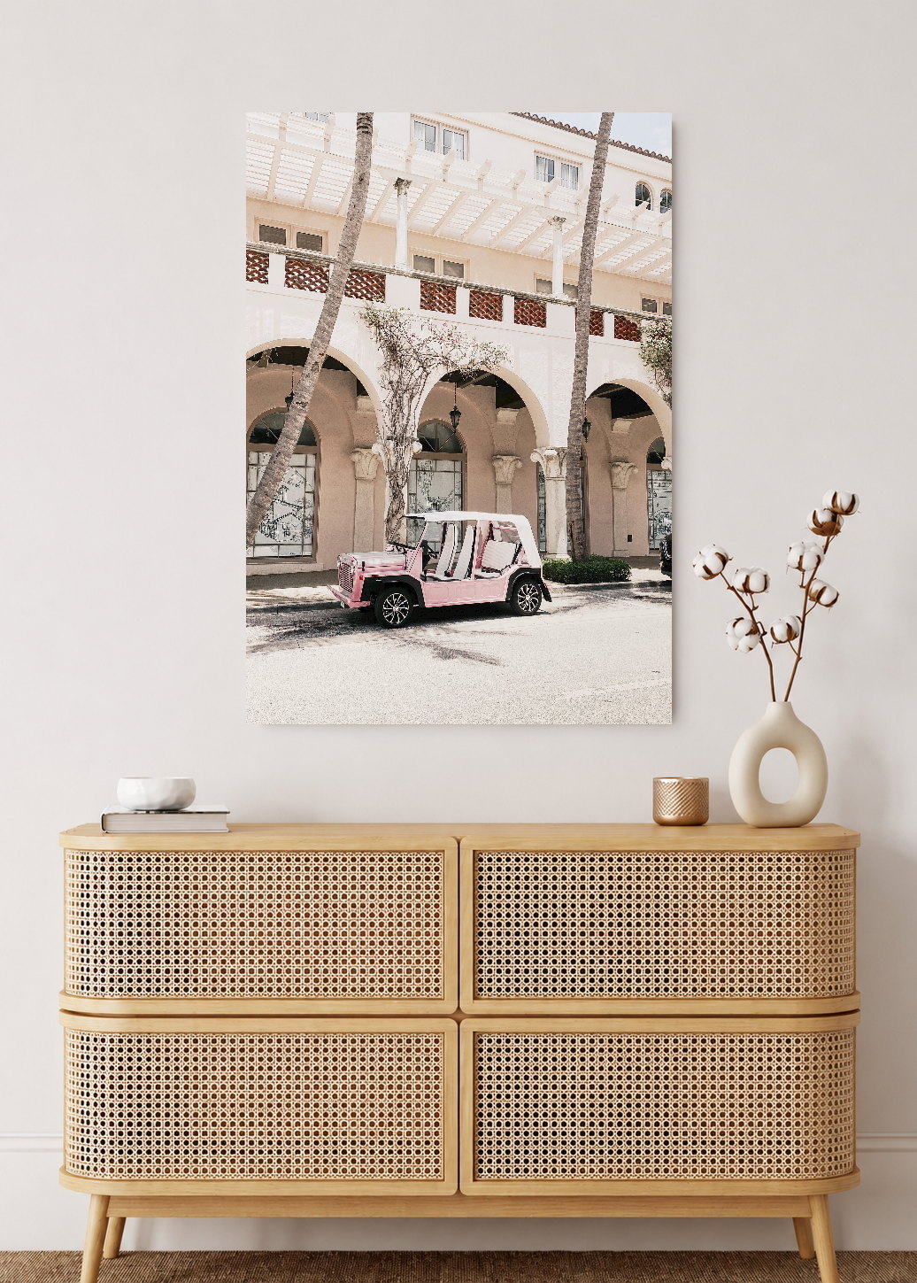 Cuadro Decorativo Mural Sin Marco 5mm - Playa, Buggy Rosa Arcadas