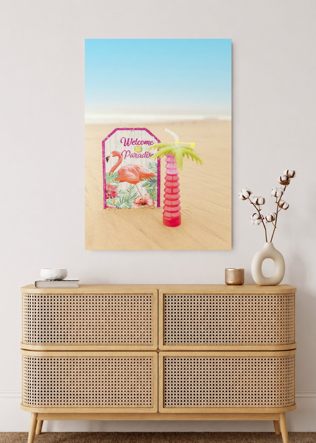 Cuadro Decorativo Mural Sin Marco 5mm - Playa, Cartel Welcome Paradise
