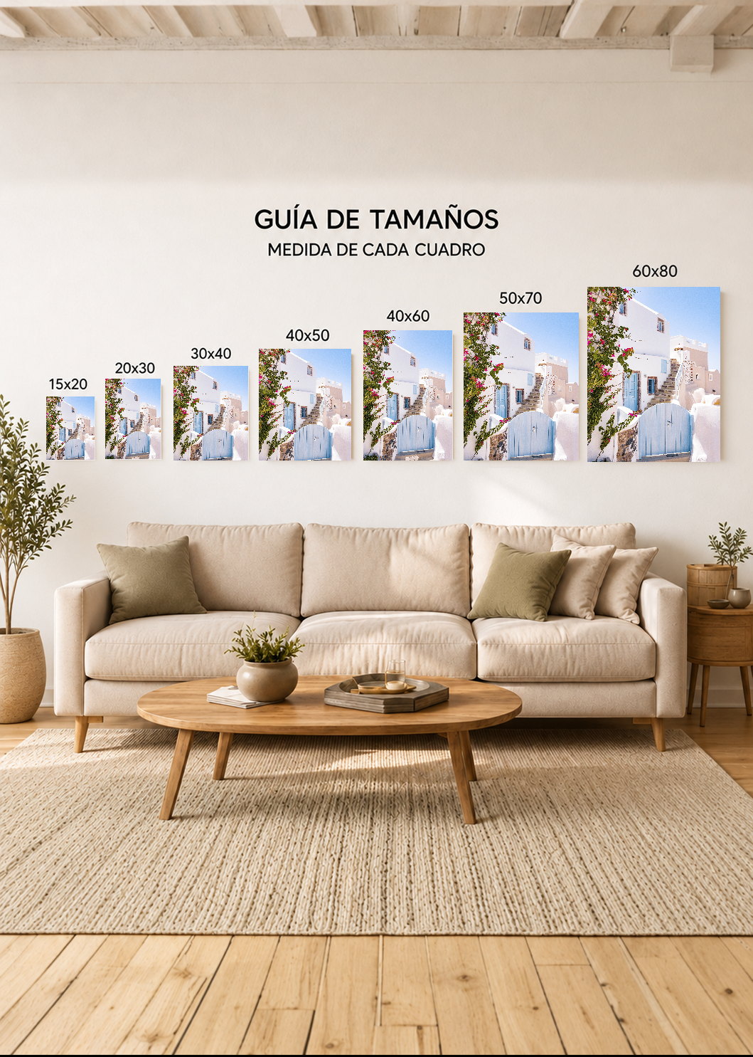 Cuadro Decorativo Mural Sin Marco 5mm - Playa, Casa Blanca Buganvilla