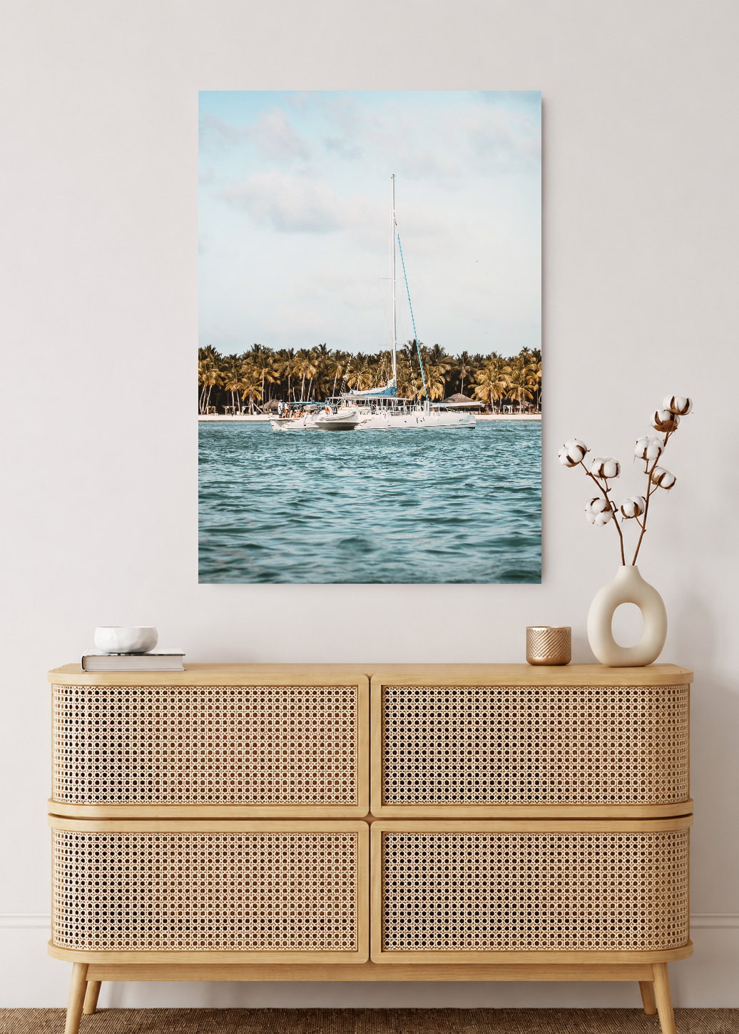 Cuadro Decorativo Mural Sin Marco 5mm - Playa, Catamarán Palmeras Mar