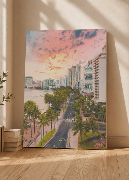 Cuadro Decorativo Mural Sin Marco 5mm - Playa, Ciudad Costanera Atardecer