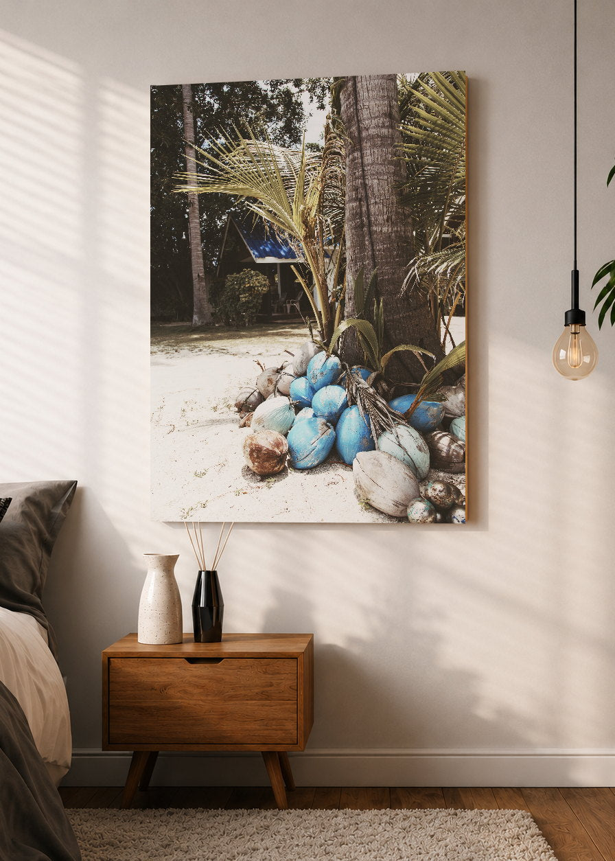 Cuadro Decorativo Mural Sin Marco 5mm - Playa, Cocos Palmeras Verde