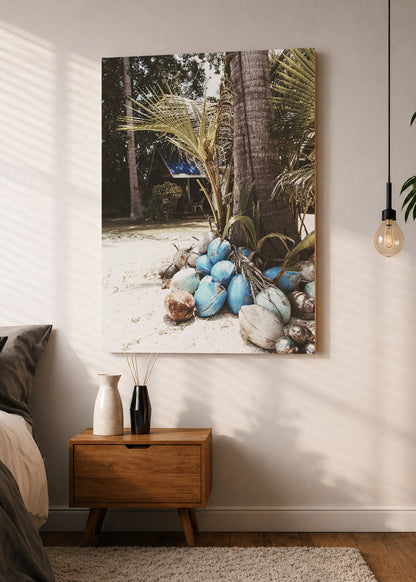 Cuadro Decorativo Mural Sin Marco 5mm - Playa, Cocos Palmeras Verde