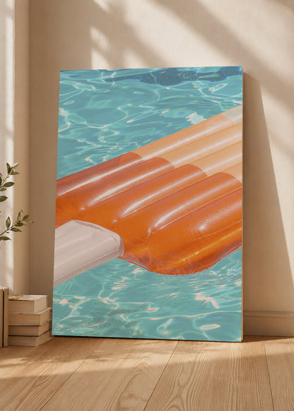 Cuadro Decorativo Mural Sin Marco 5mm - Playa, Colchoneta Naranja Pileta