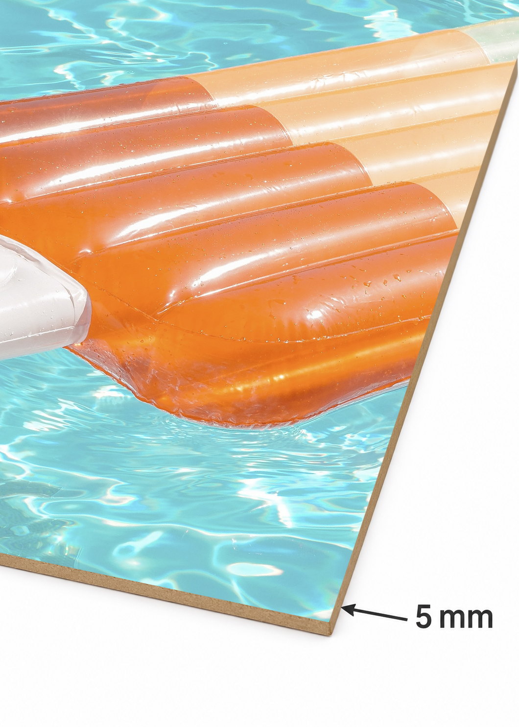 Cuadro Decorativo Mural Sin Marco 5mm - Playa, Colchoneta Naranja Pileta
