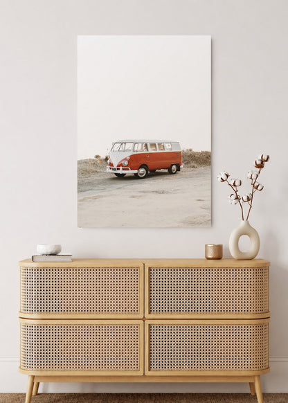 Cuadro Decorativo Mural Sin Marco 5mm - Playa, Combi Naranja Minimal