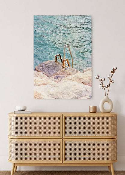 Cuadro Decorativo Mural Sin Marco 5mm - Playa, Escalera Pileta Roca