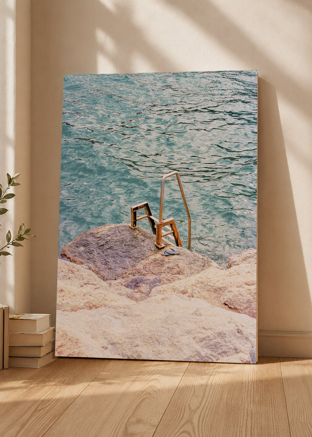 Cuadro Decorativo Mural Sin Marco 5mm - Playa, Escalera Pileta Roca