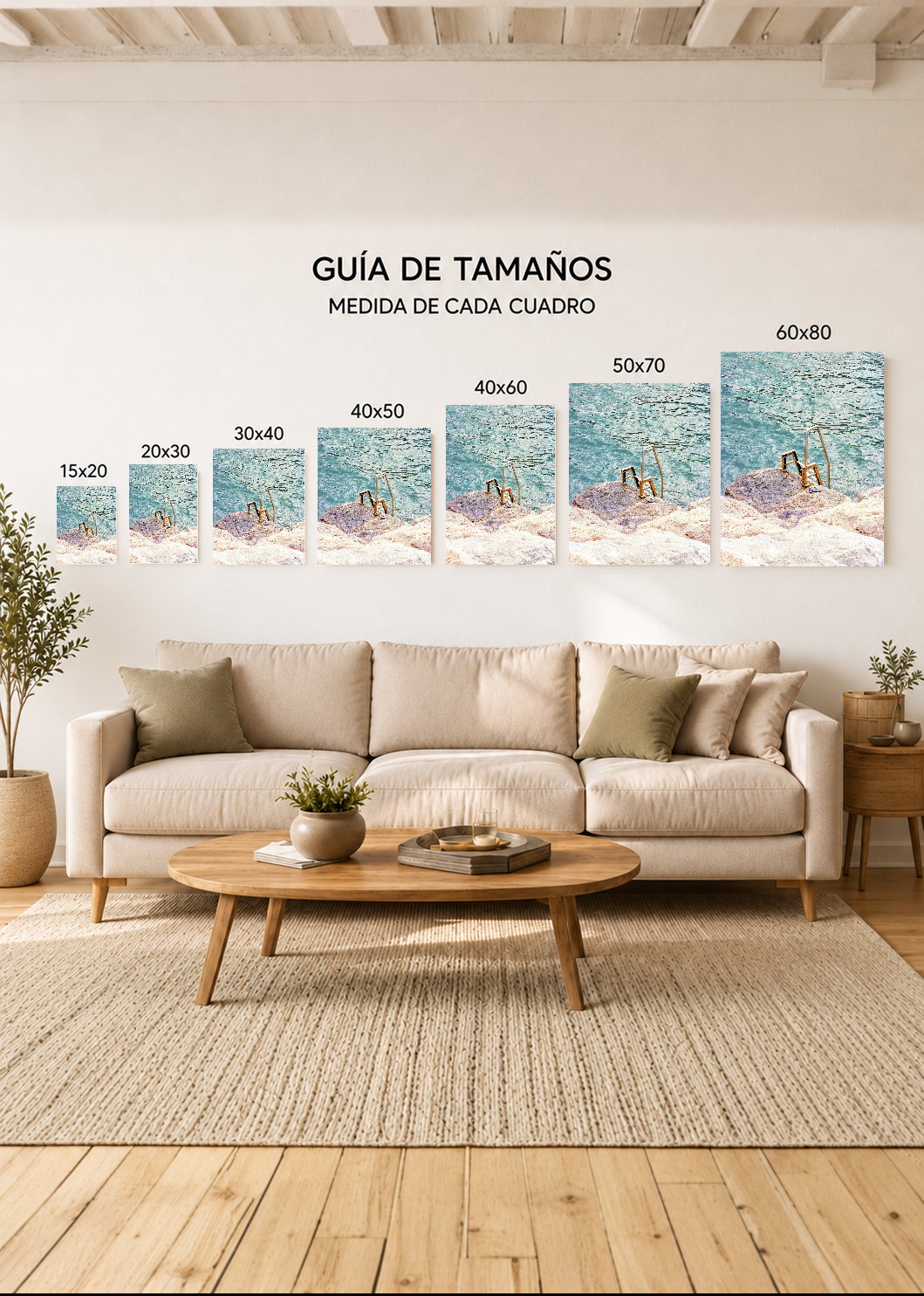 Cuadro Decorativo Mural Sin Marco 5mm - Playa, Escalera Pileta Roca