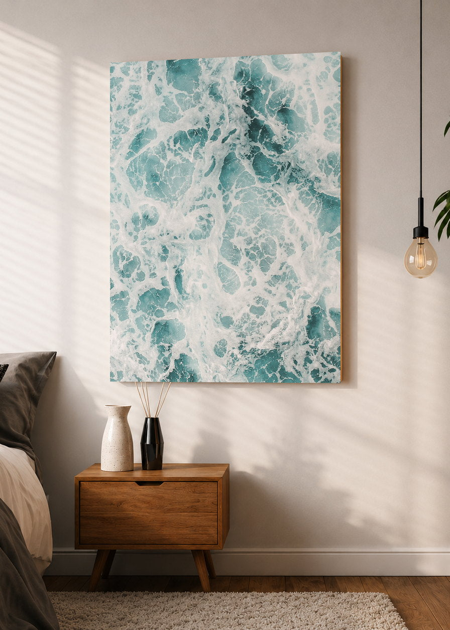 Cuadro Decorativo Mural Sin Marco 5mm - Playa, Espuma Textura Turquesa