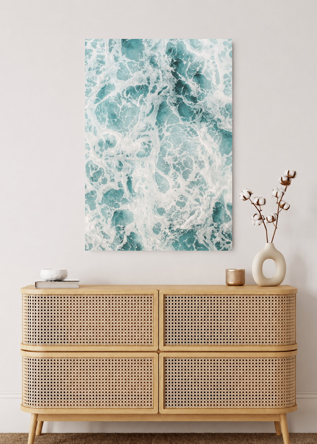 Cuadro Decorativo Mural Sin Marco 5mm - Playa, Espuma Textura Turquesa
