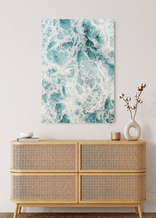 Cuadro Decorativo Mural Sin Marco 5mm - Playa, Espuma Textura Turquesa