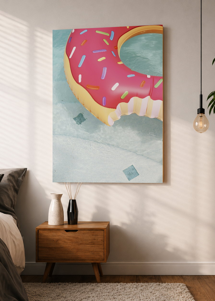Cuadro Decorativo Mural Sin Marco 5mm - Playa, Flotador Dona Rosa