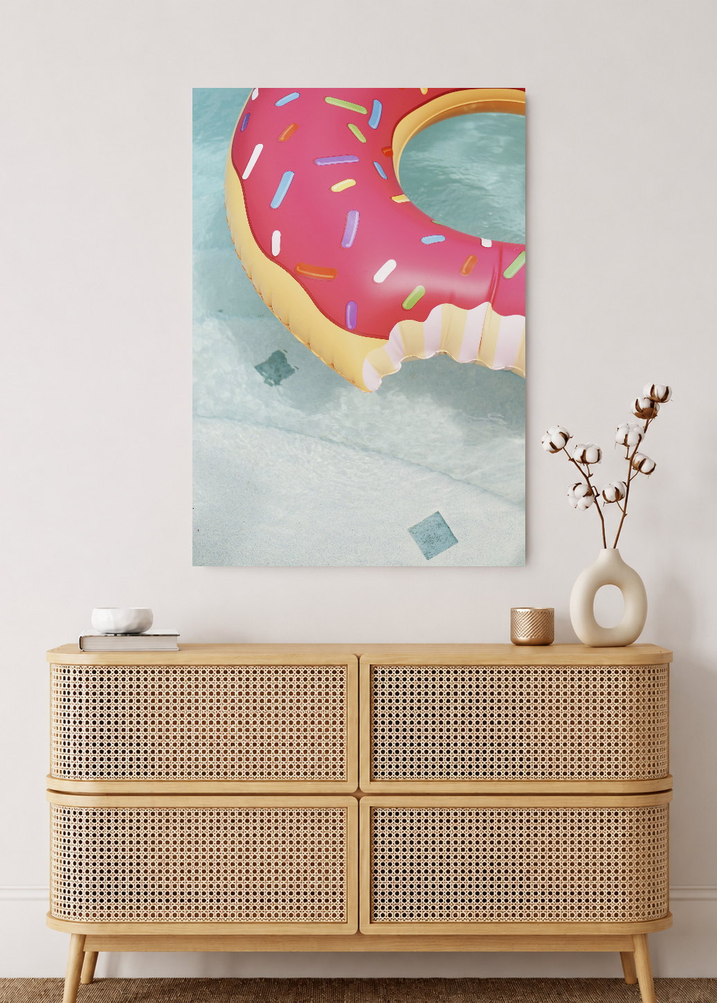 Cuadro Decorativo Mural Sin Marco 5mm - Playa, Flotador Dona Rosa