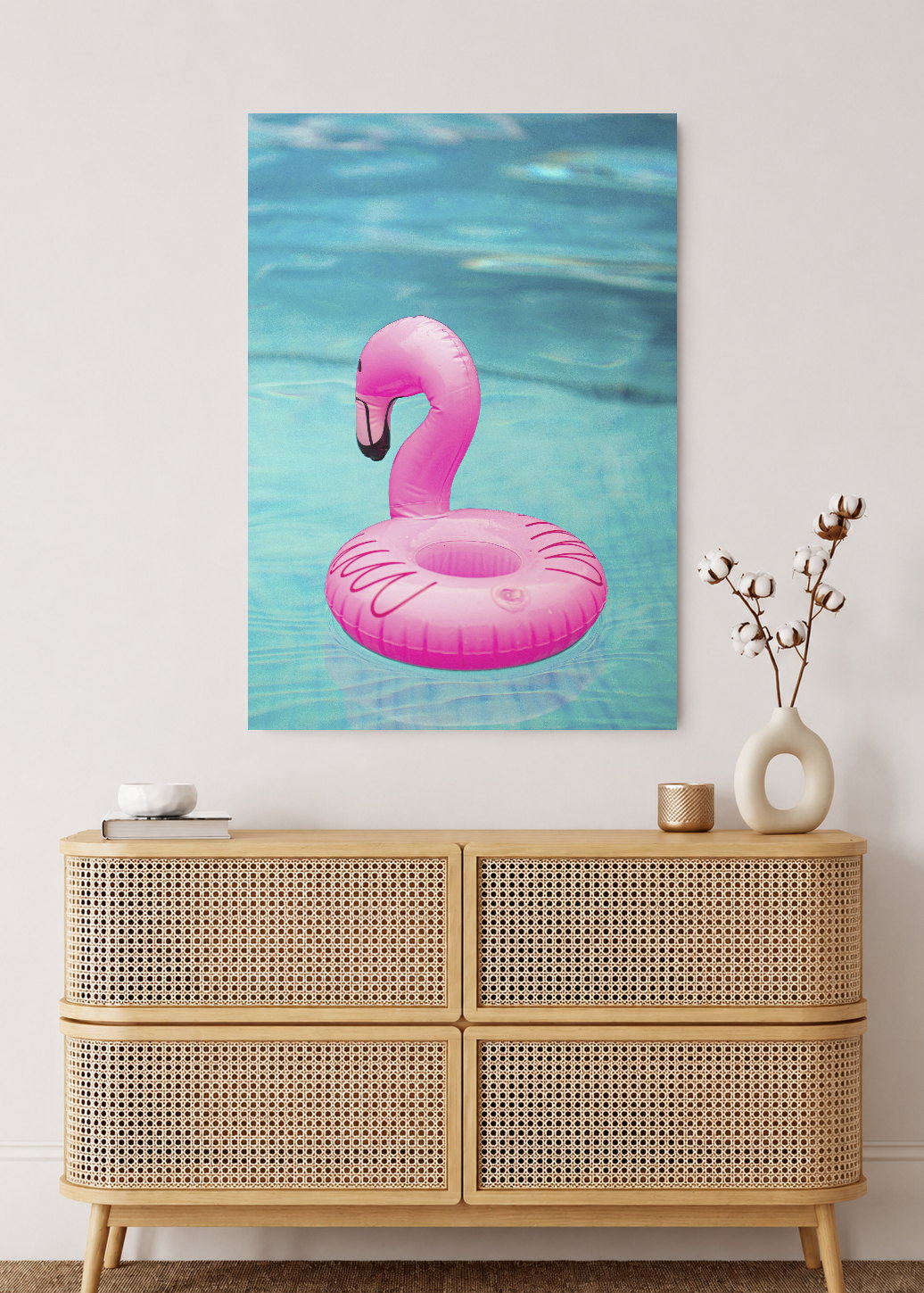 Cuadro Decorativo Mural Sin Marco 5mm - Playa, Flotador Flamenco Rosa