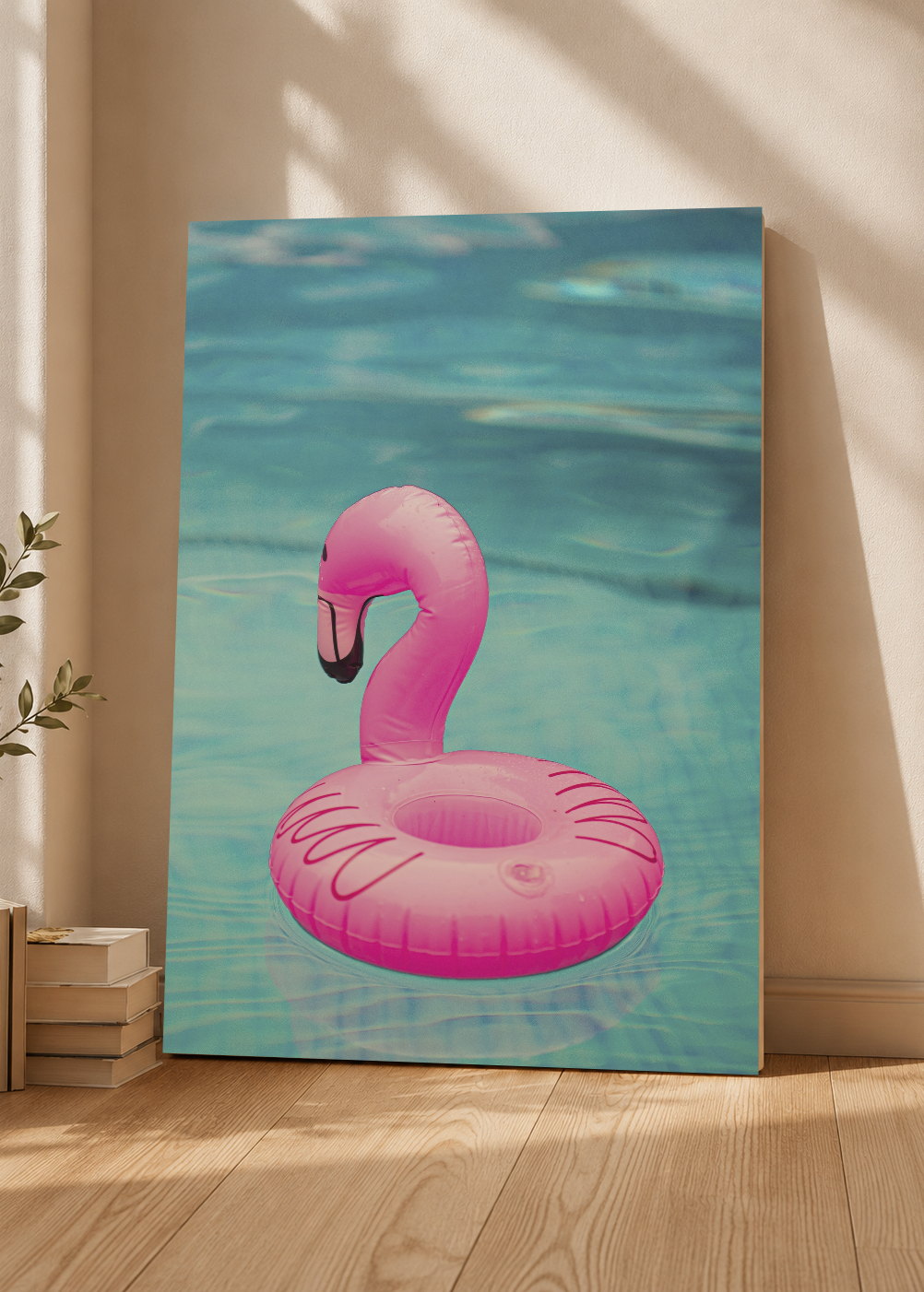 Cuadro Decorativo Mural Sin Marco 5mm - Playa, Flotador Flamenco Rosa
