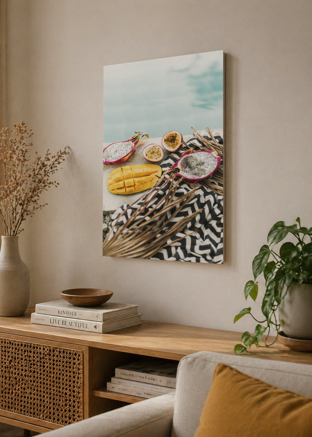 Cuadro Decorativo Mural Sin Marco 5mm - Playa, Frutas Tropicales Mango