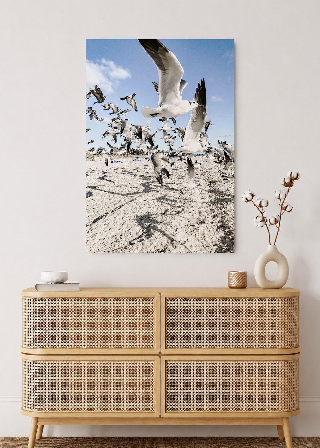 Cuadro Decorativo Mural Sin Marco 5mm - Playa, Gaviotas Volando Arena