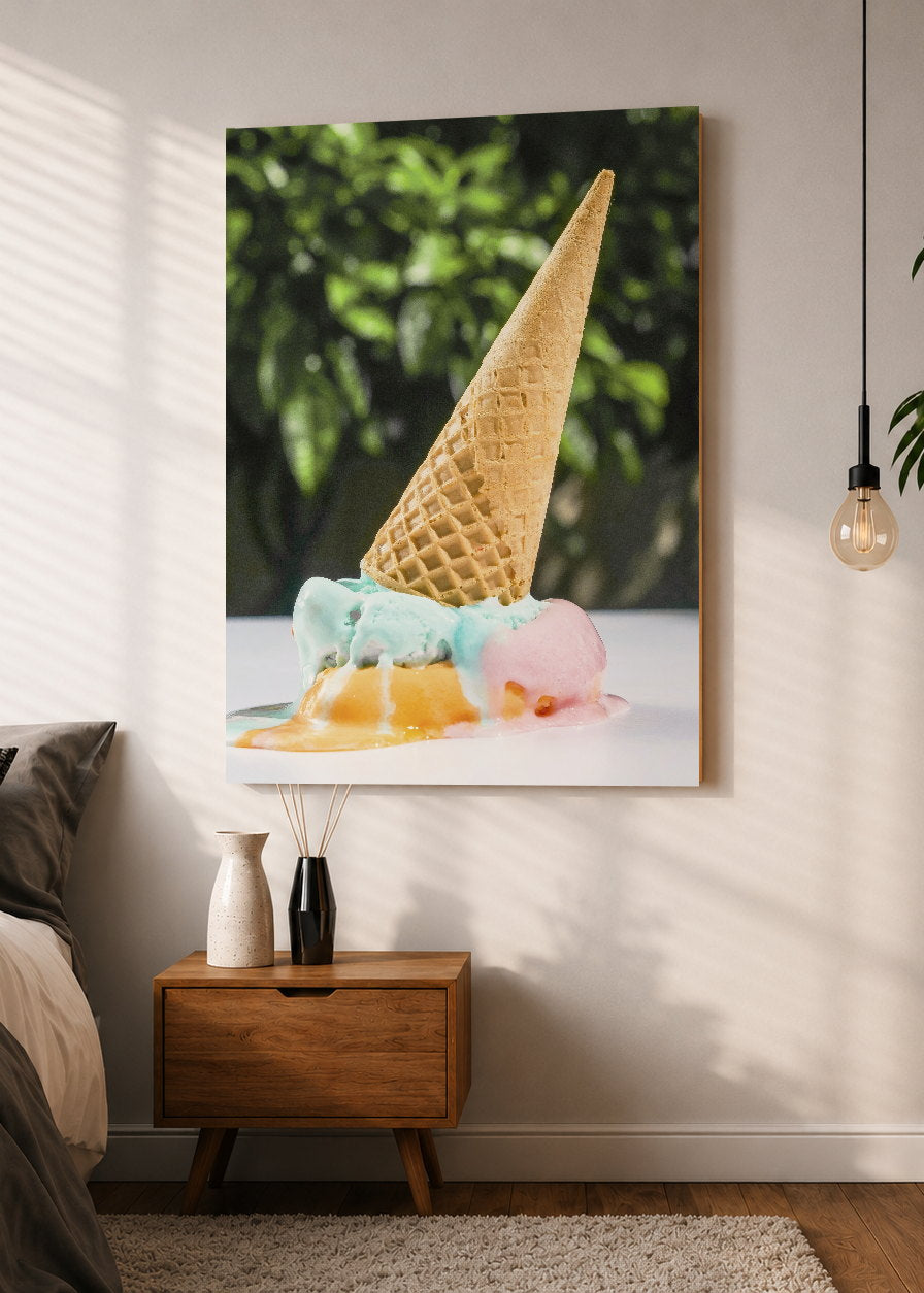 Cuadro Decorativo Mural Sin Marco 5mm - Playa, Helado Derretido Verde