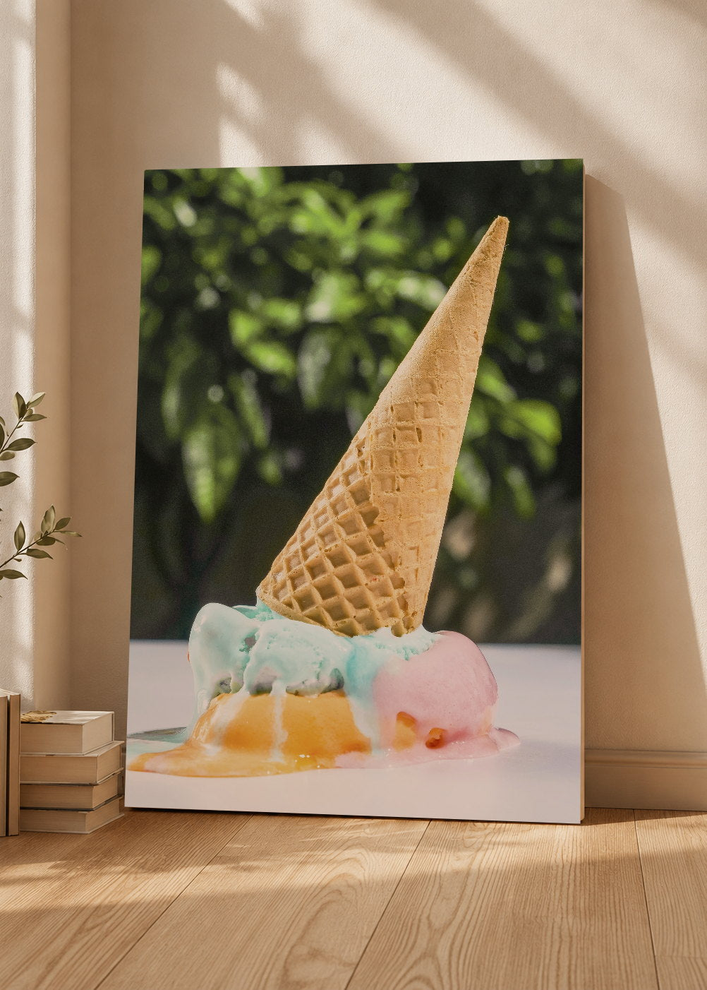 Cuadro Decorativo Mural Sin Marco 5mm - Playa, Helado Derretido Verde