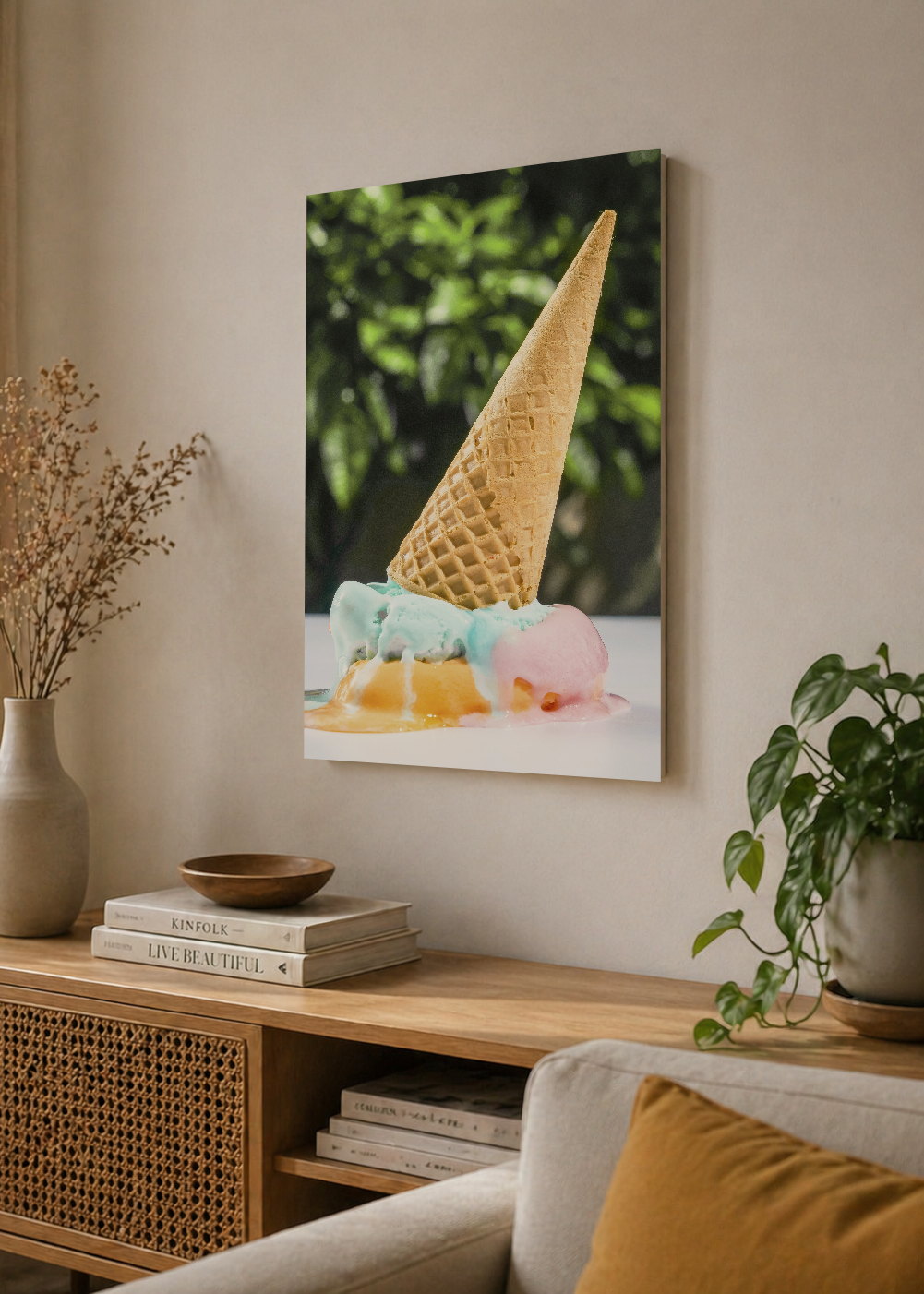 Cuadro Decorativo Mural Sin Marco 5mm - Playa, Helado Derretido Verde